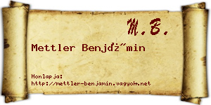 Mettler Benjámin névjegykártya